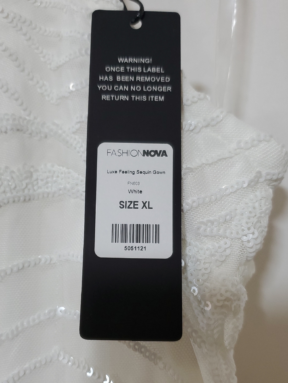 Fashion NOVA Luxe Feeling Sequin Gown - Sleeveless - White - Picture 16 of 16